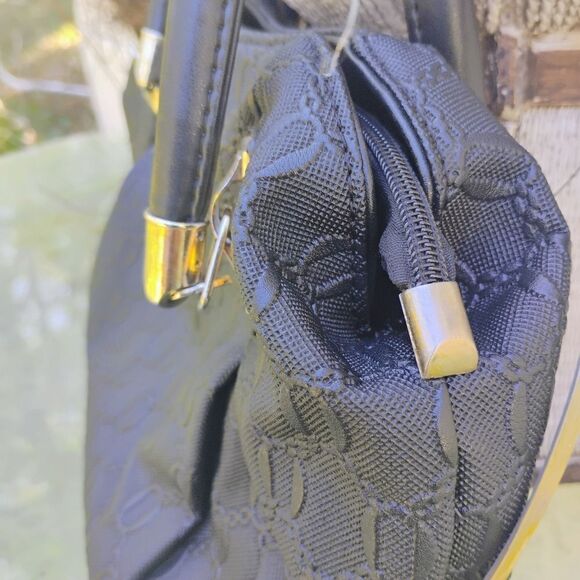 Coofit Elegant Black Satchel with Gold Accents and Curved Handles - Picture 9 of 15